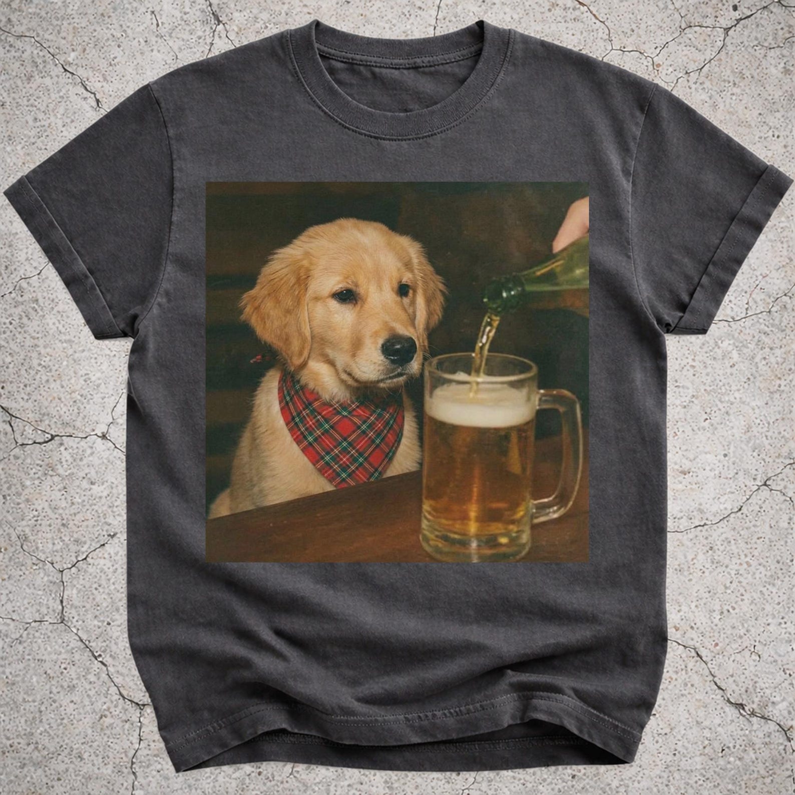 Golden Retriever Drinking Beer Shirt, Funny Dog Meme T-Shirt, Beer Lover Gift, Golden Retriever Owner Vintage Tee, Silly Novelty Shirt L