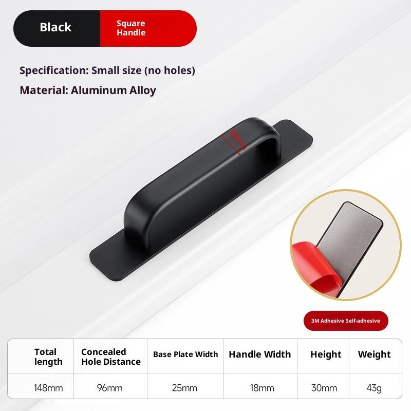 Aluminum Alloy Handle Glass Sliding Door Window Drawer Wardrobe Drill-free Push-pull Bathroom Sticker Door Handle