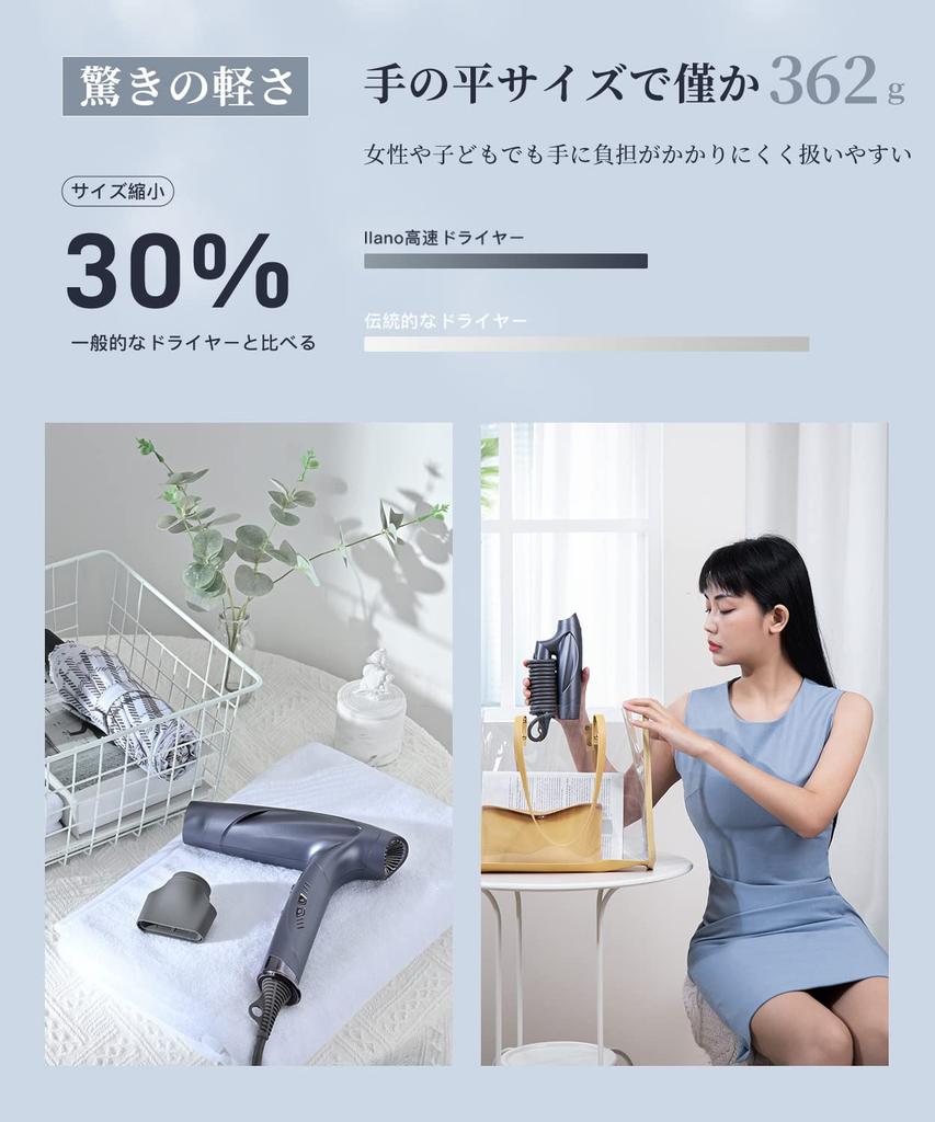 llano Hair Large Air High Wind Salon Quick 21 Equipped with Neutralizing Ions Rhythm Heat Damage Ion High For Home Travel For PSE Does Not Include