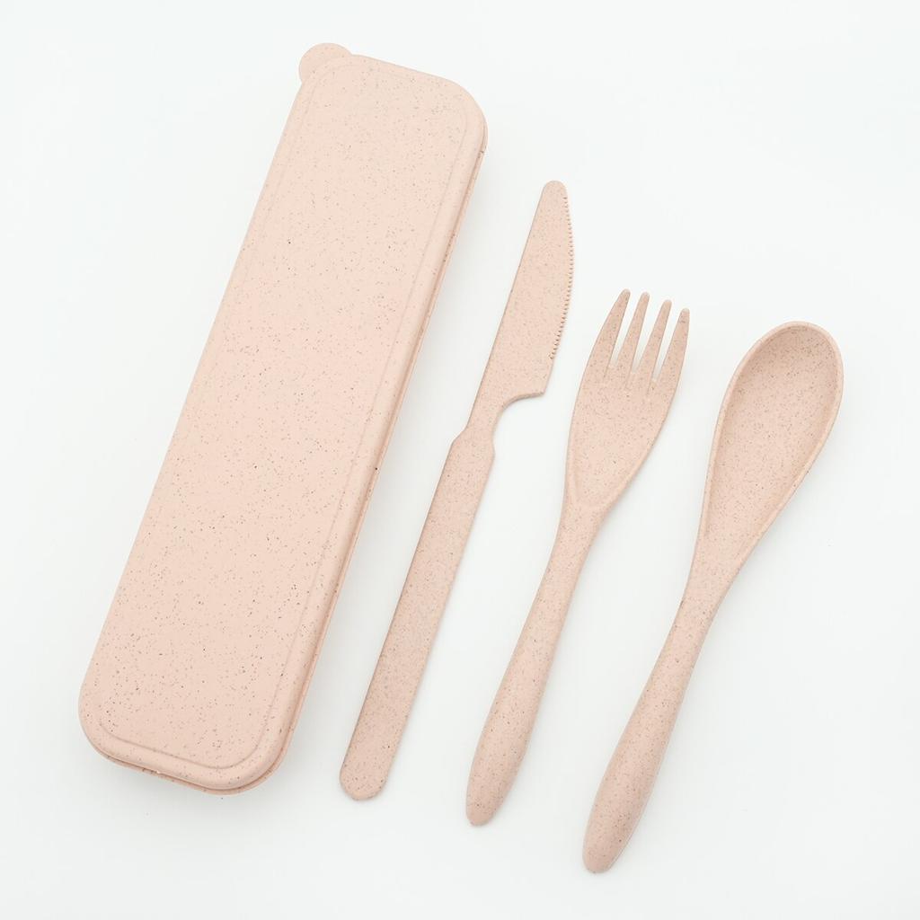 Convenience Travel Dinnerware Box Knife Fork Spoon With Portable Wheat Cutlery Flatware Set Kitchen BBQ Tableware Set