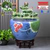 Jingdezhen Goldfish Tank: Floor-Standing Ceramic Water Feature for Balcony, Office, or Living Room.