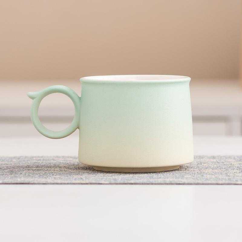 High-end coffee cup gradual change exquisite ceramic cup and saucer set high value mug light luxury design gift