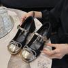 Retro Square Toe Chunky Heels Mary Jane Shoes 2024 Autumn New Color Matching Bow Chain Pumps Outdoor Dress Soft Ballet Shoes