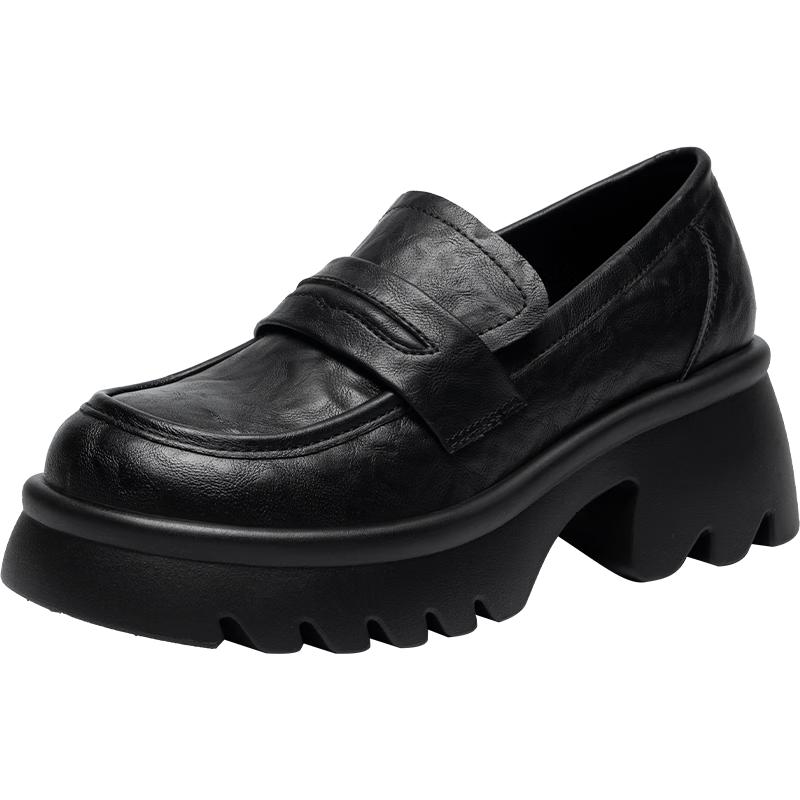 ZHR Women s Vintage British Style Thick-Heel Loafers EU 35