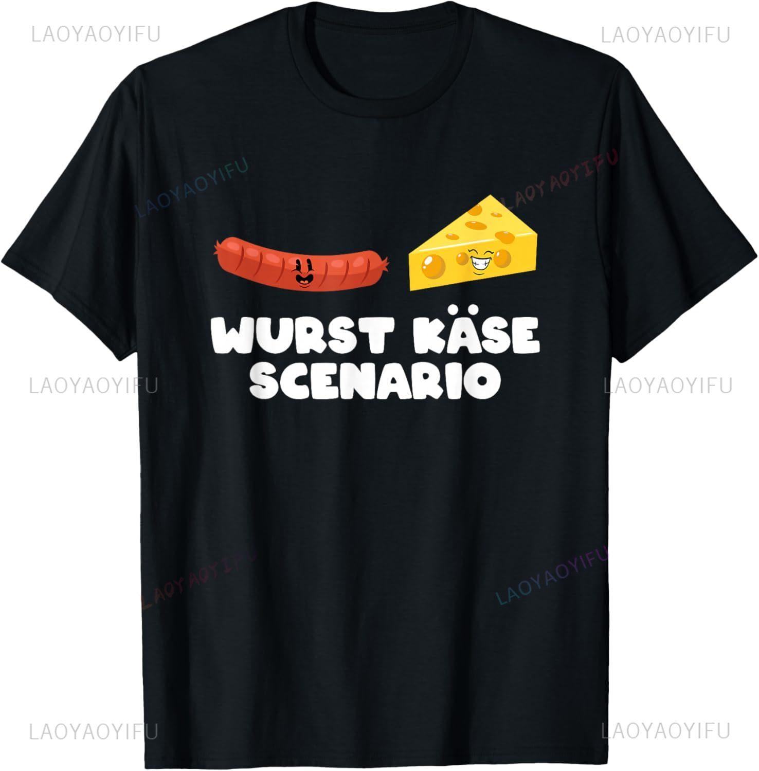GerUnisex Pun Wurst Käse Scenario Sausage Cheese Funny Dad Joke TShirt Custom Printed Graphic T Shirts Camisas Streetwear S