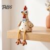 Decorative Figurines for Mantels Chicken Family Shelf Sitter Figurine, Cute Polka Dot Rooster Statue with Dangling Whimsical Decorations Legs,