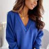 Women's Solid Color Long Sleeve V-Neck Loose Knit Sweater