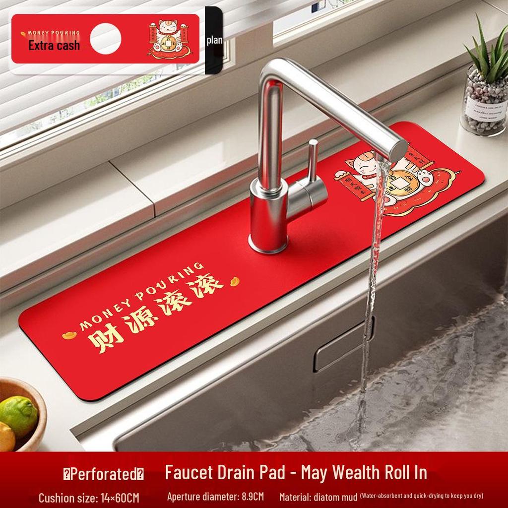 Housewarming Diatomaceous Earth Faucet Pad - Absorbent, Splash-Proof Kitchen & Washbasin Decoration
