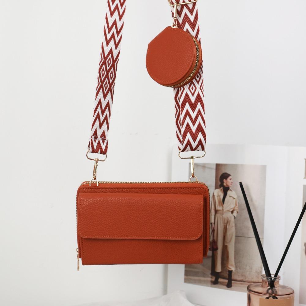

PU Leather Mobile Phone Bag Mini Size Wide Shoulder Strap Mini Small Purse Ladies Shoulder Bag Outdoor Activities коричневый