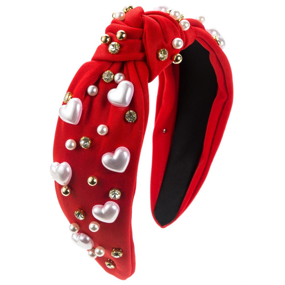 Fashion Valentine's Day Hairband - Heart-shaped Hairband for Women, Wide Edge, Knotted Design, Versatile and Sweet Hair Accessory