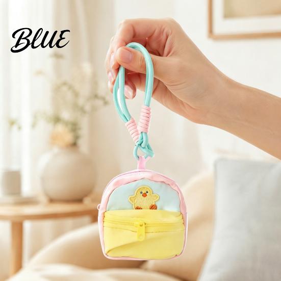 Durable Fabric Coin Purse Small Purse, Macaron Style Mini Backpack Pendant with Lanyard, Lightweight Decorative Embroidery Wallet Pouch Double