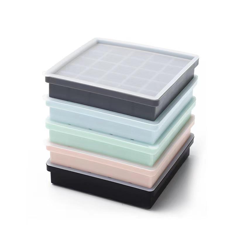 25-Grid Silicone Ice Cube Tray - Square Ice Mold for Freezer and Storage