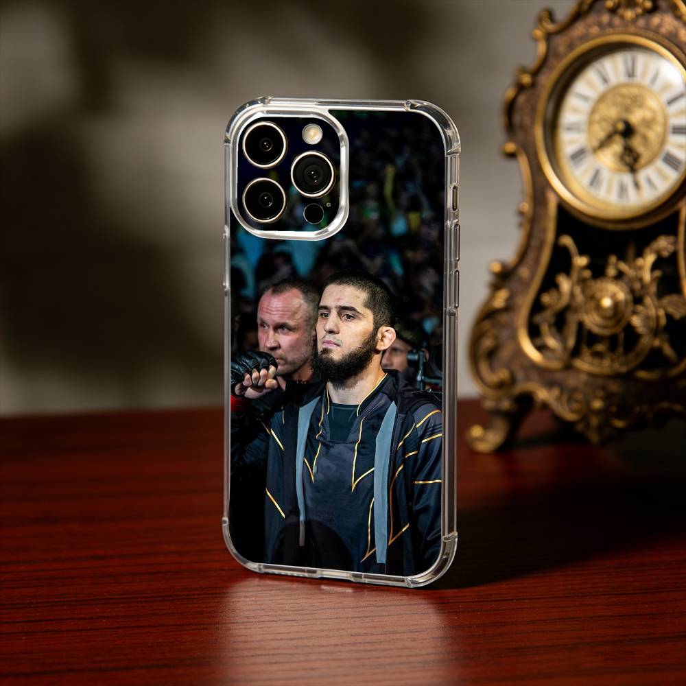 S-Strong I-Islam M-MakhachevS Phone Case For iPhone17,16,15,14,13Pro Max,us,Soft Silicone Transparent Cover