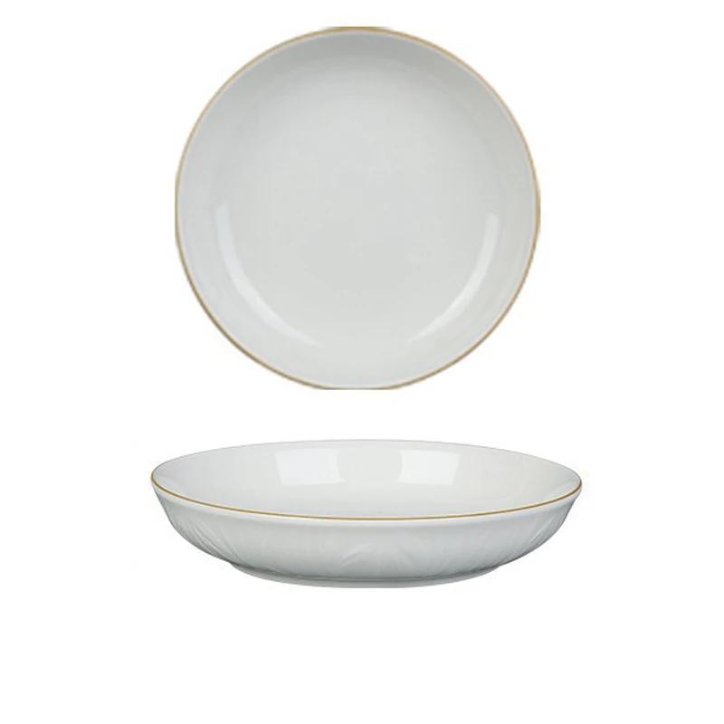 SHUNXIANG Ceramic Bowls Plates White Nordic Relief Dinnerware Dishes Rice Bowl Vegetable Plate Salad Soup Tray Kitchen Tableware