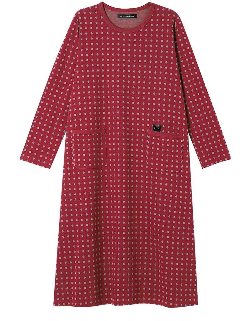 Wacoal RELAX SLEEP Atsuko Matano Long Cotton ATSUKO MATANO RE & One-Piece Dress, Sleeve, 100% (HNW402 M)