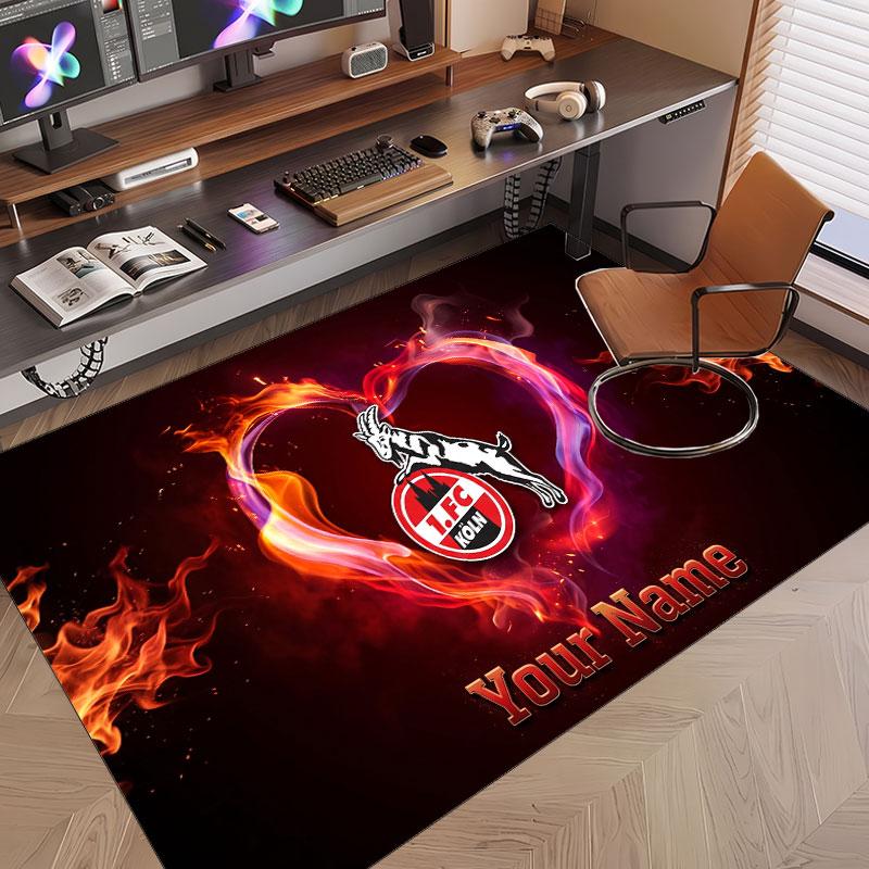 Custom Rug FC Köln Pattern Print Name Text Soft Non‑Slip Floor Carpet for Home Indoor Decoration