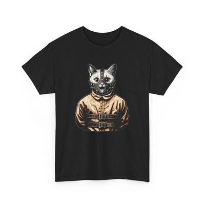 Cooles Erwachsenen-T-Shirt Retro-Stil Katze Horrorfilm Kostüm Serienmörder Halloween