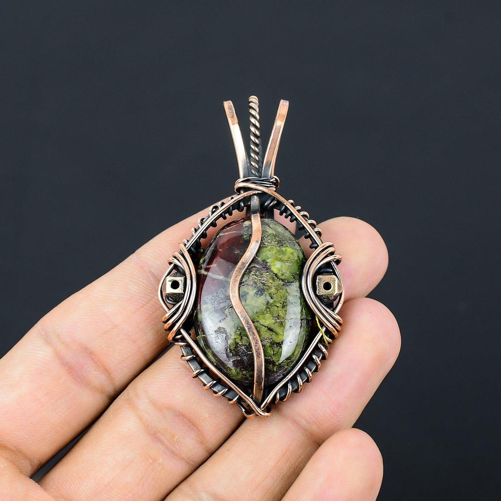 Dragon Blood Jasper 999 Copper Wire Wrapped Pendant, Handmade Gemstone Pendant Jewelry, Gifts For Wife Brand New Pendant