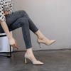 High Heel Pointed Toe Mary Jane Shoes With Rubber Sole For Work And Office Use