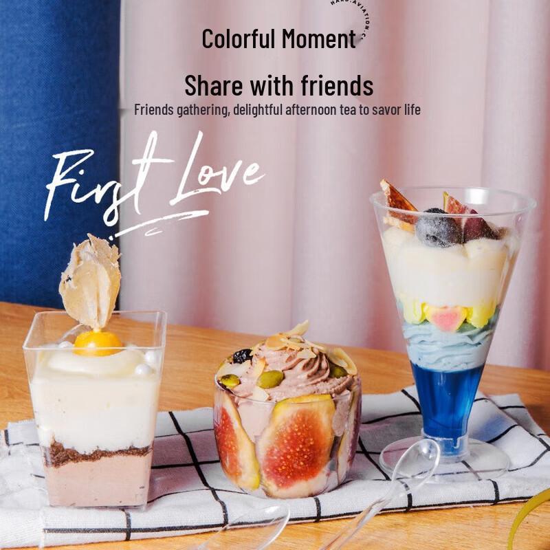 200ML Disposable Hard Plastic Dessert Cups, 100-Pack