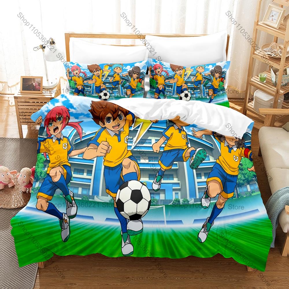 Inazuma Eleven GO Beddengoed Set Dekbedovertrek + 2 Kussenslopen Sport Voetbal Anime Raimon Teamgeest Beest Slaapkamer Decoratie
