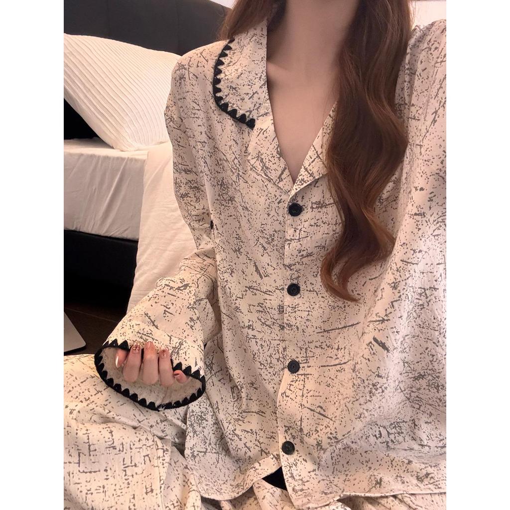 Women's Winter Cloud Cotton Pajama Set, Loose Fit, Plus Size, Irregular Homewear, Outdoor-Friendly Cardigan with Lapel