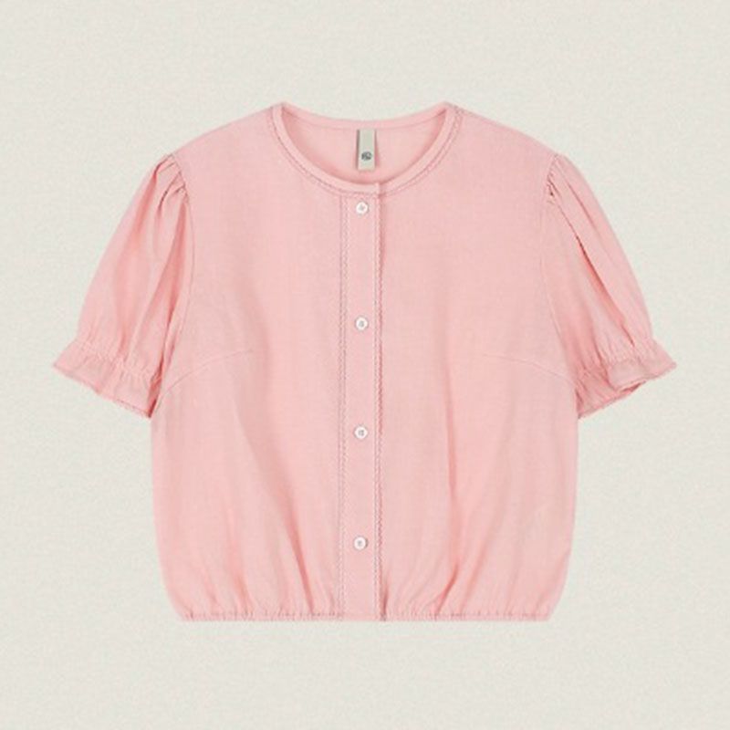 

Young Summer Korean Ins Single-Breasted Short Sleeve Shirt Rose powder S