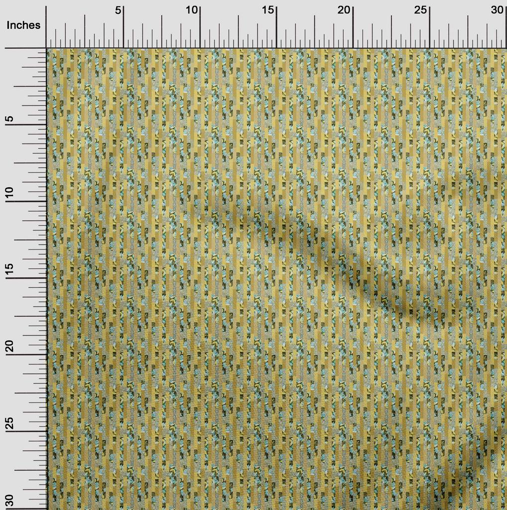 oneOone Cotton Flex Dark Mustard Fabric Floral Fabric For Sewing Printed Craft Fabric By The Yard 40 Inch