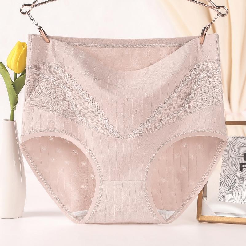 

High Waisted Lace Embellished Triangle Panties for Middle-aged and Elderly Oversized Women’s Panties XL сірий колір
