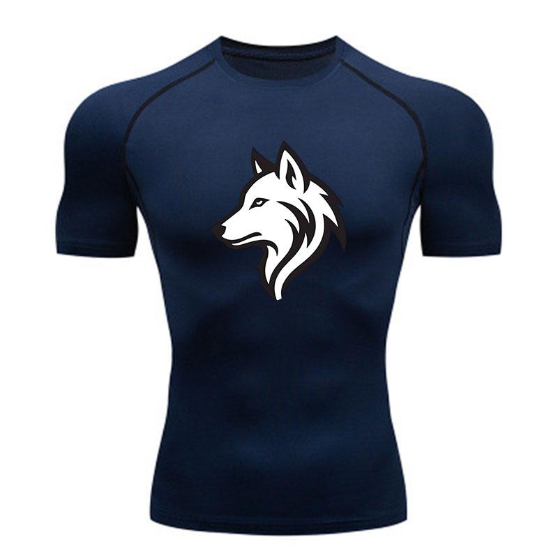 Men's Quick Dry Compression Athletic T-Shirt, Stylish Wolf H