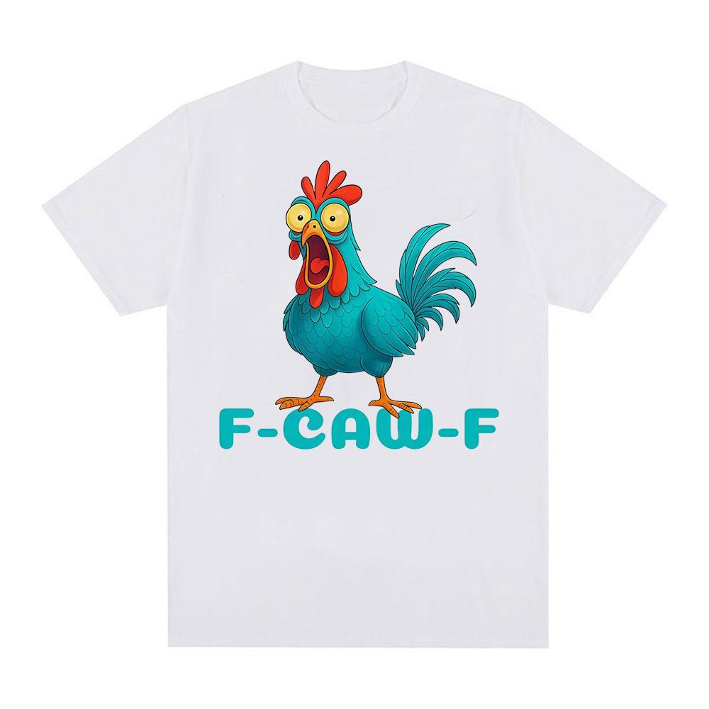 Funny Rooster Graphic T Shirt F-CAW-F Chicken Humor Meme T Shirts Men Women Vintage Cartoon 100% Cotton T-shirts Tops Streetwear