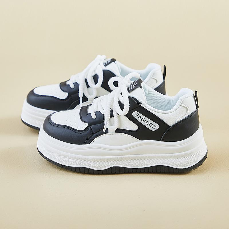 Spring White Shoes New Style of Female Students' Thick-soled High-rise Sports Shoes Casual Shoes