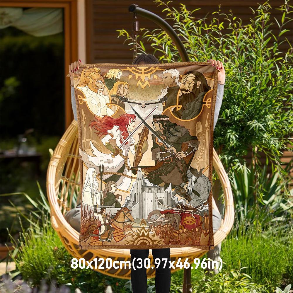 1pc Fantasy Warriors Castle  - Throw Blanket, Soft, Flannel Blankets, Living Room,  All Seasons Use-1021109 80x120cm