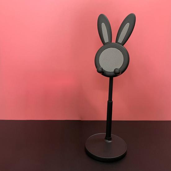 Mobile Phone Holder Adjustable Height Telescopic Stand 22.7-31.7cm Cute Bunny Ear Design Phone Mount for Desk Office Decor