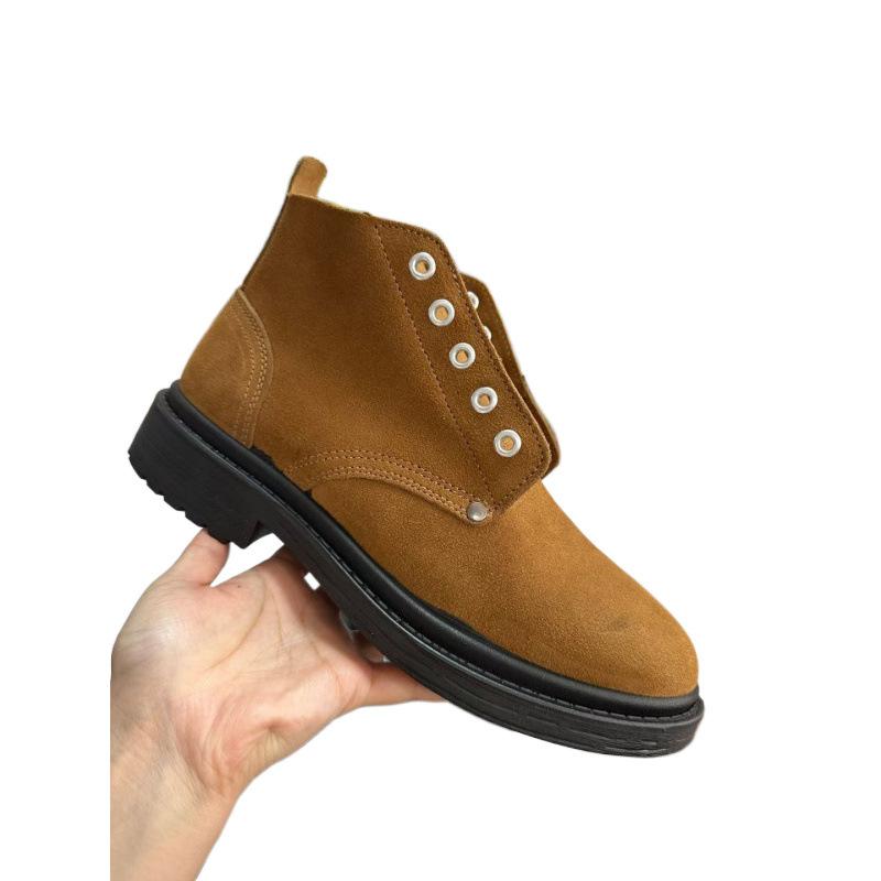 Fur leather shoes labor insurance shoes men's wear-resistant construction site old-fashioned big-headed shoes leather welder spring and autumn