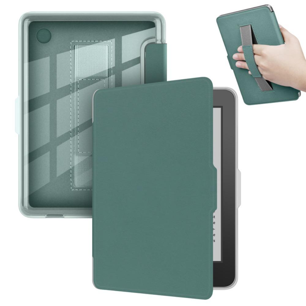 6 inch Case Auto Wake/Sleep with Hand Strap Protective Shell Leather Clear Back e-Reader Cover for KOBO Clara Color/2E/BW