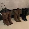 2025 New Pointed Two Wear Tall Belt Buckle Skinny Knee Knight Martin Women's Boots