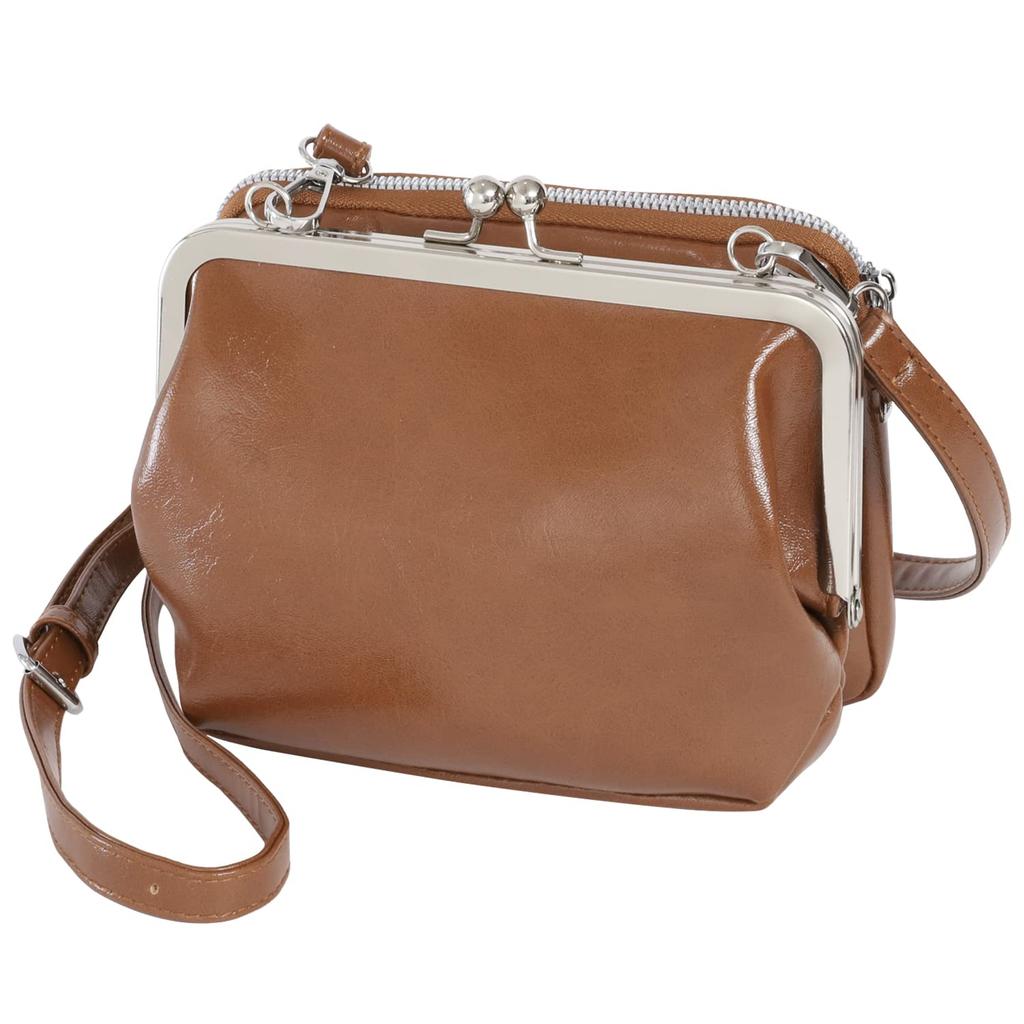 Fabram Leichte Mini-Schultertasche für Damen mit Verschluss, Kleine Umhängetasche (Kokosbraun)