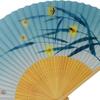 White Medium Emerald Bamboo and Firefly Men's Fan, Bamboo, Carving, Green, Scented, Design, 22.5cm