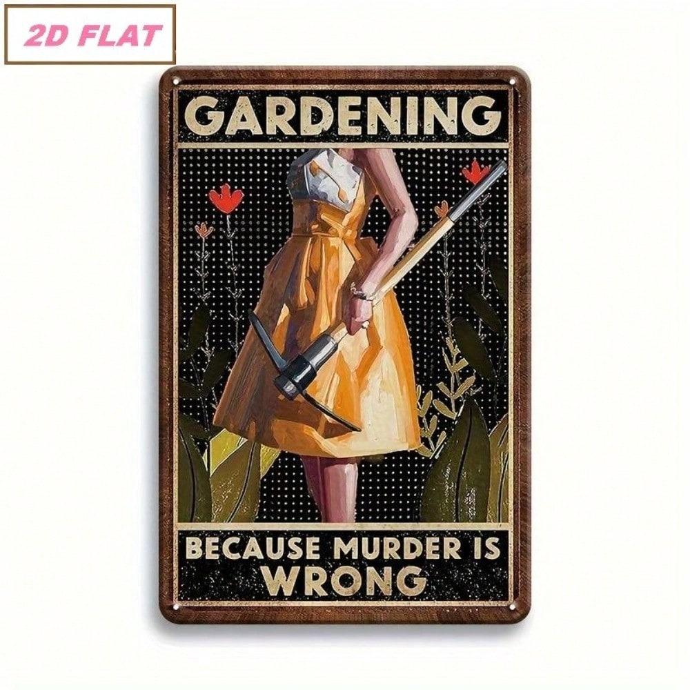 1pc Vintage Garden Sign, Funny Metal Wall Decor 8x12 Inch, Rustic Yard Art for Gardening Enthusiasts