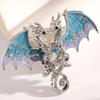 Yousheng Two-Headed Dragon Design Brooch, Gradient Enamel Electroplated Finish Safety Pin, Fade-Resistant Brooch for Suits Coats Bags