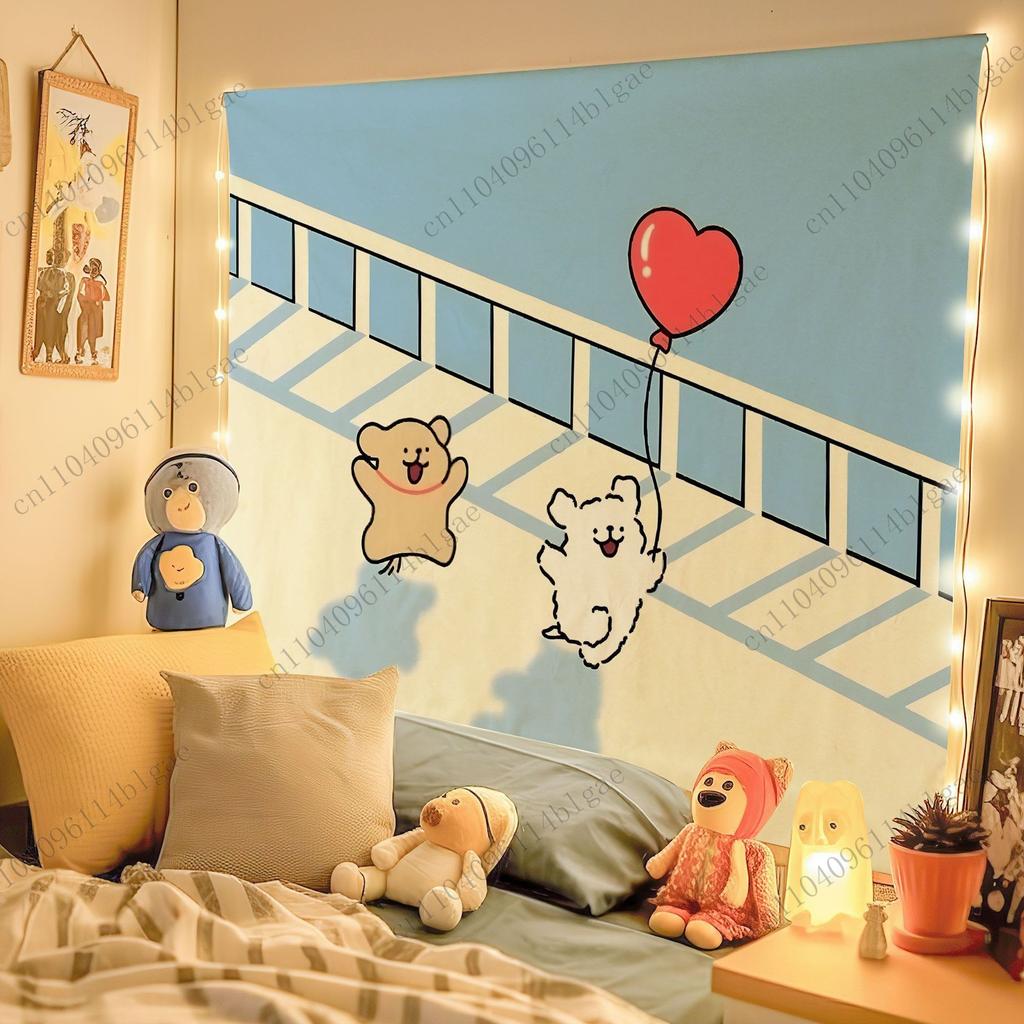 Cute Cartoon Dogs Wall Tapestry - Kawaii Room Decor, Aesthetic Wall Art for Dorm and Home Decoration Bedroom Decoration