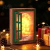 Metal Surface Decoration 3Pcs Christmas Light-up Window Fridge Magnet, Wooden Fake Refrigerator Magnet with LED Light Light, Magnetic for Holiday