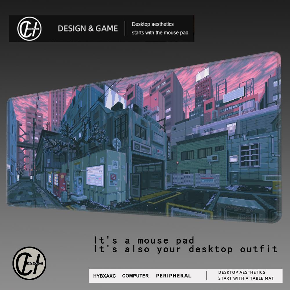 HYBXAXC Pixel Style Large Mouse Pad Gamer Computer and Office Table Desk Mat Gaming Hoom Accessories XL Art Mousepad Pc Cushion