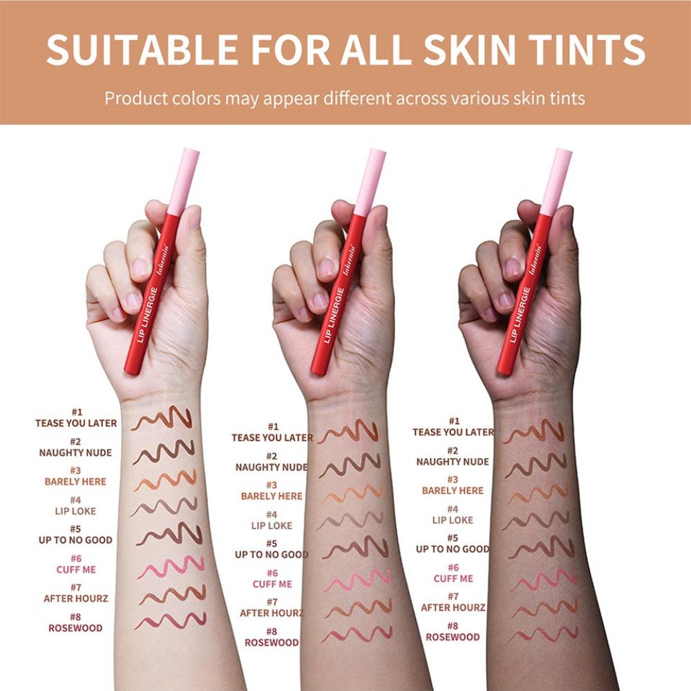 8pz Matita Labbra GIE: 8 Tonalità di Matita Labbra Nude Leggera con Punta in Feltro a Sfera, Lunga Tenuta Impermeabile e Anti-Macchia, Macchia Transfer-Proof