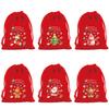20PCS Drawstring Christmas Velvet Bags Red Gift Packaging Bag Candy Biscuit Pouch Merry Christmas Bracelet Jewelry Storage Bag