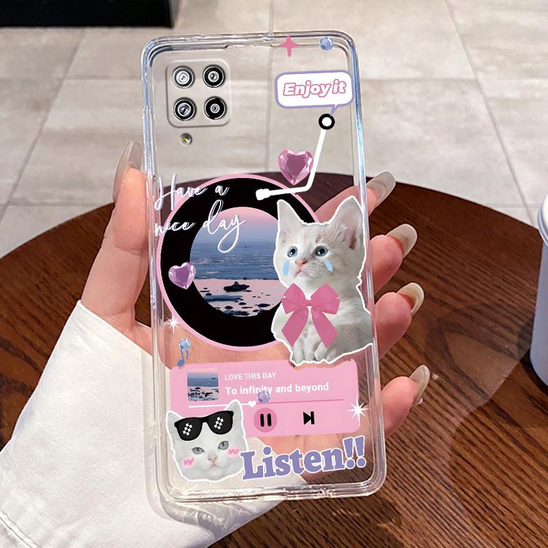 Case For Samsung Galaxy A42 M42 M32 M22 F22 Capa Clear Silicone Shells Soft TPU Back Cover Cute Rabbit Cat Dinasaur Phone Case