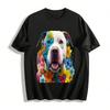 Floral Staffordshire Terrier Print Casual Vintage T-Shirt Pure Cotton T-shirt