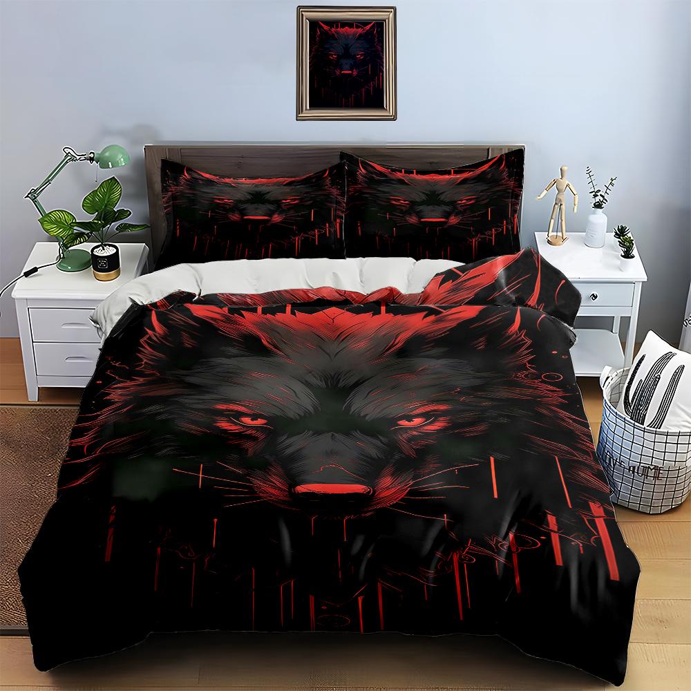 Wolf Face Illustration. Bedding Duvet Cover Sets Duvet Covers Pillowcases Gifts (1 * Duvet Cover 2 * Pillowcases, Without Duvet Insert)