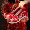 2025 Nové červené svatební boty s křišťálovými korálky, 7cm vnitřní styl Xiuhe, čínské přípitkové Hanfu starověké svatební boty